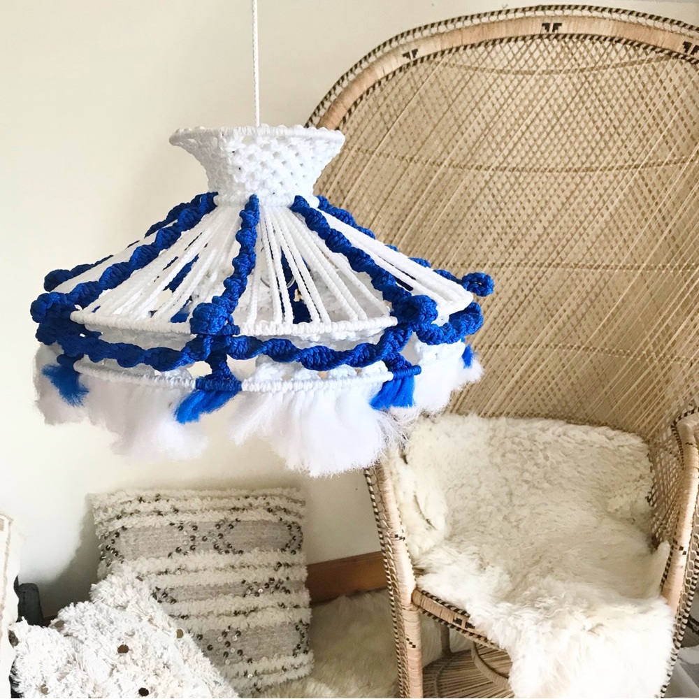 Vintage 70s Woven Macrame Lamp Shade